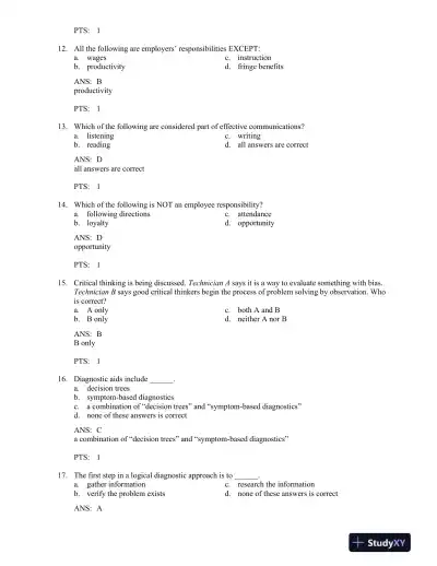 Automotive Technology: A Systems Approach, 5th Edition Test Bank - Page 16 preview image