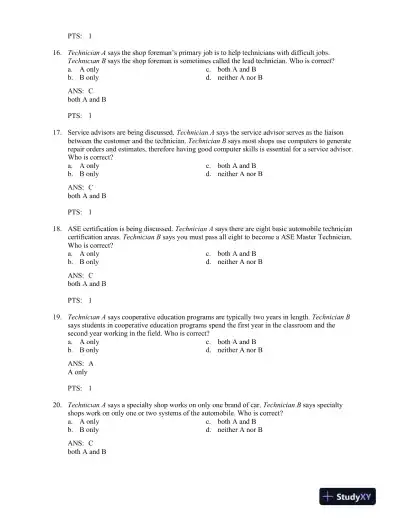 Automotive Technology: A Systems Approach, 5th Edition Test Bank - Page 6 preview image