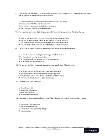 Strategic Management: Creating Competitive Advantages 8th Edition Test Bank - Page 11 preview image