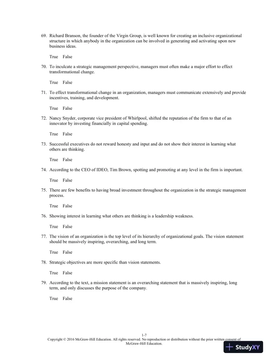 Strategic Management: Creating Competitive Advantages 8th Edition Test Bank, page 8