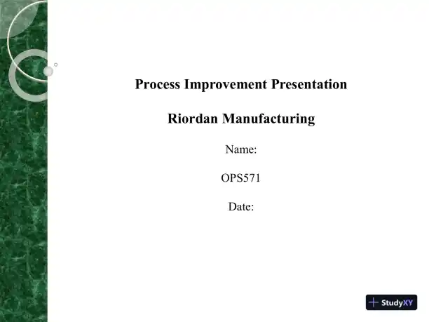 Process Improvement Presentation - Riordan Manufacturing - Page 1 preview image
