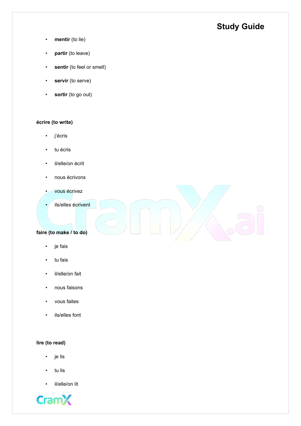 French II – Basic Verbs - Page 10 preview image