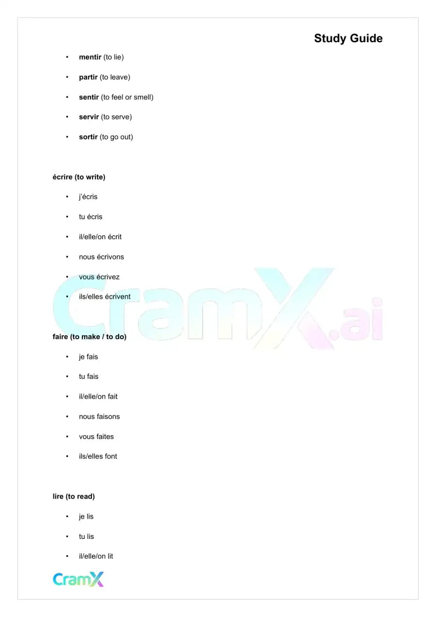 French II – Basic Verbs, page 10