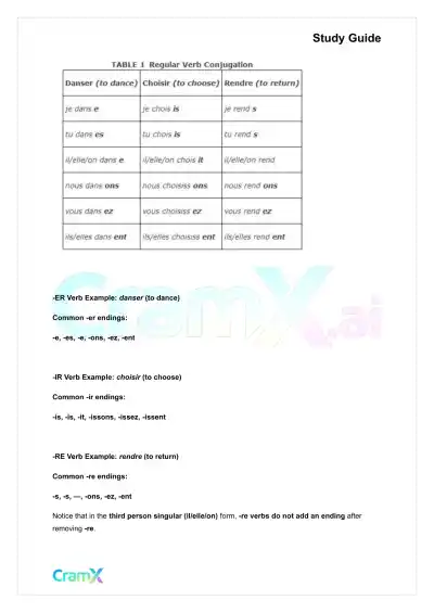 French II – Basic Verbs - Page 2 preview image