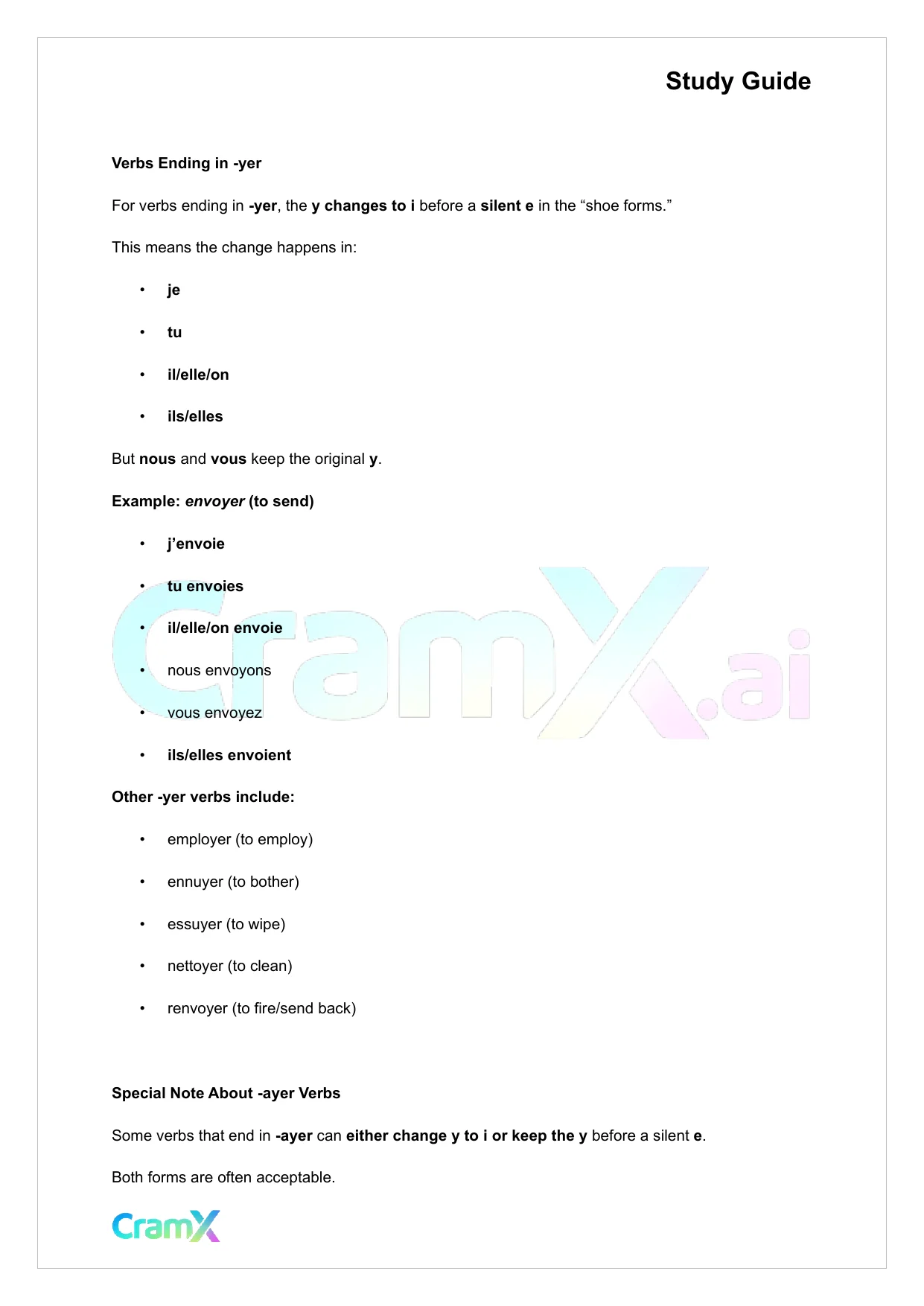 French II – Basic Verbs - Page 6 preview image