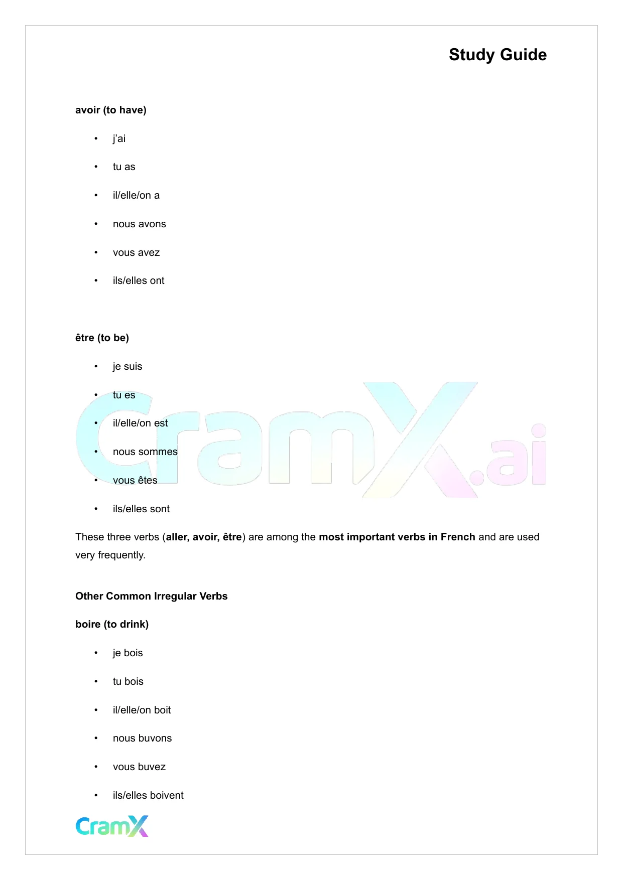 French II – Basic Verbs - Page 8 preview image
