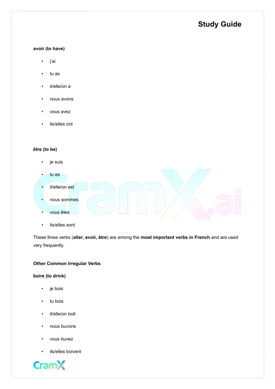 French II – Basic Verbs, page 8