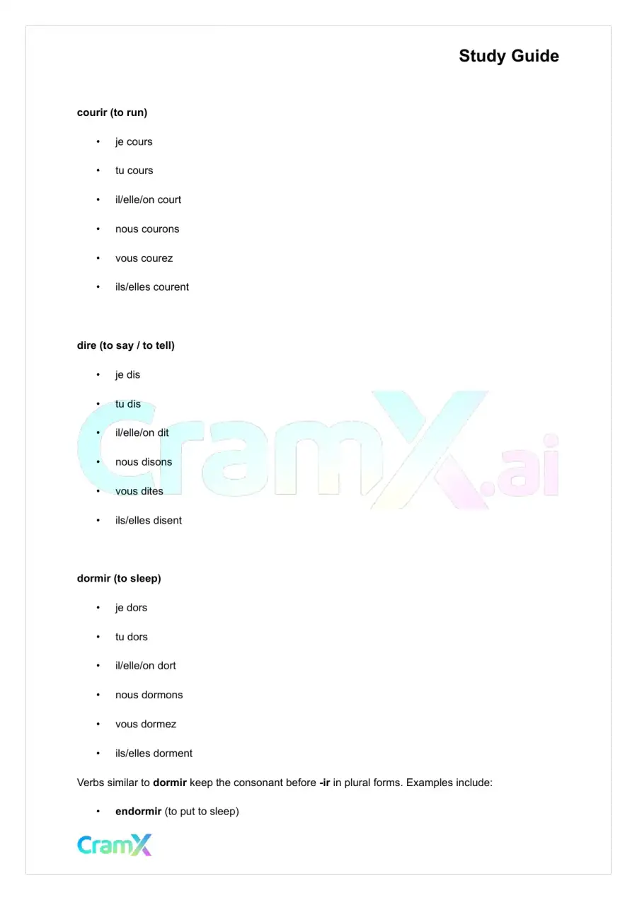 French II – Basic Verbs, page 9