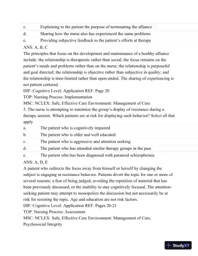 Test Bank For Psychiatric Mental Health Nursing - Revised Reprint, 5th Edition - Page 16 preview image