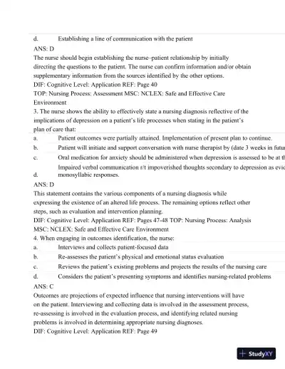 Test Bank For Psychiatric Mental Health Nursing - Revised Reprint, 5th Edition - Page 18 preview image