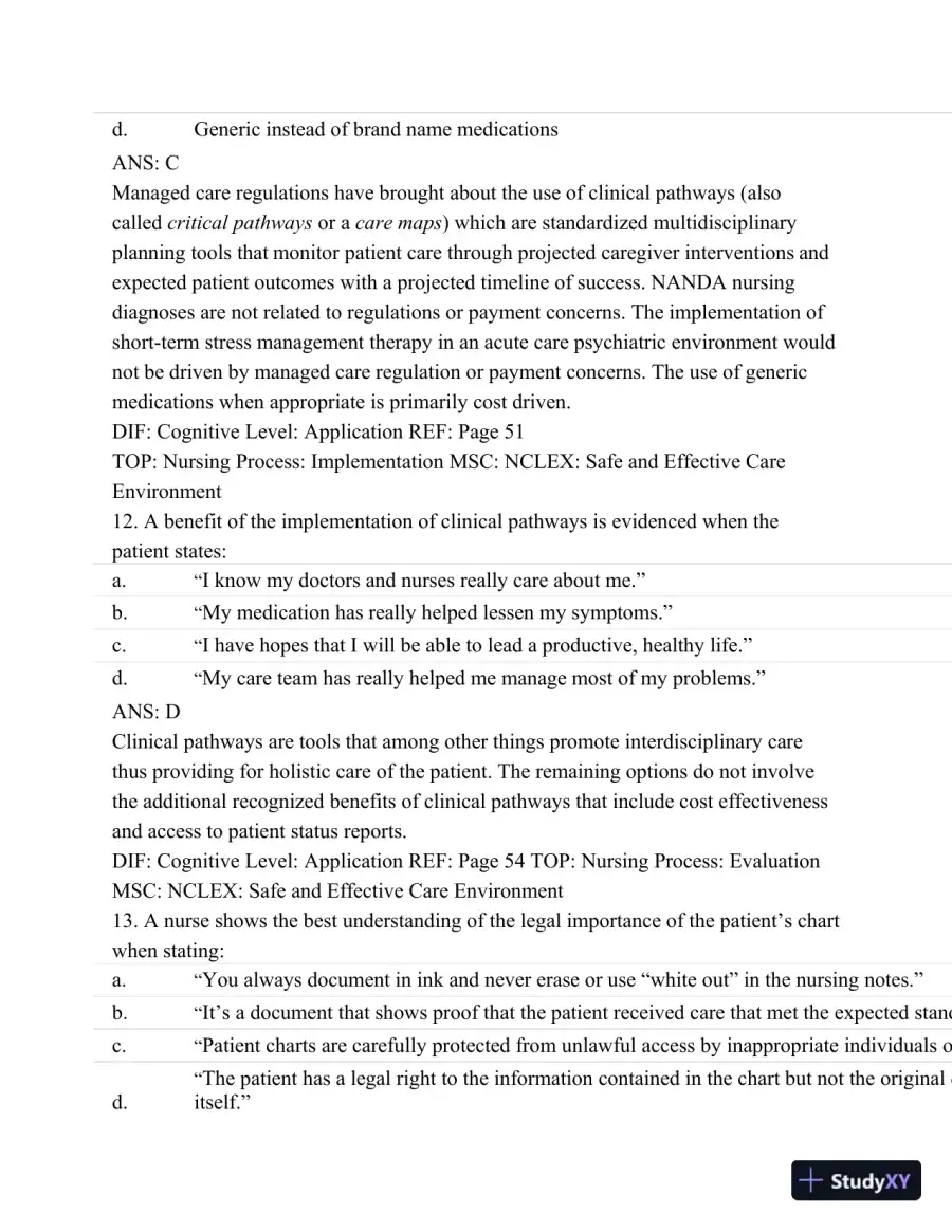 Test Bank For Psychiatric Mental Health Nursing - Revised Reprint, 5th Edition, page 22