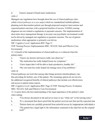 Test Bank For Psychiatric Mental Health Nursing - Revised Reprint, 5th Edition - Page 22 preview image