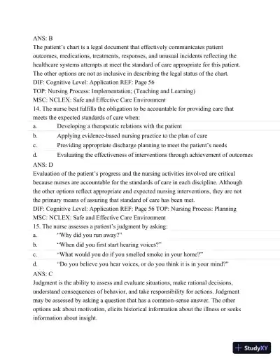 Test Bank For Psychiatric Mental Health Nursing - Revised Reprint, 5th Edition - Page 23 preview image