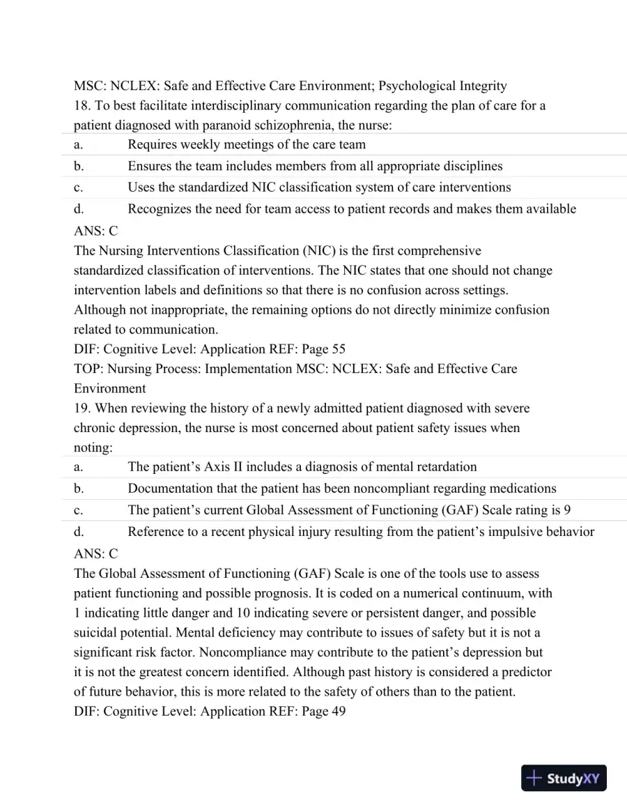 Test Bank For Psychiatric Mental Health Nursing - Revised Reprint, 5th Edition, page 25