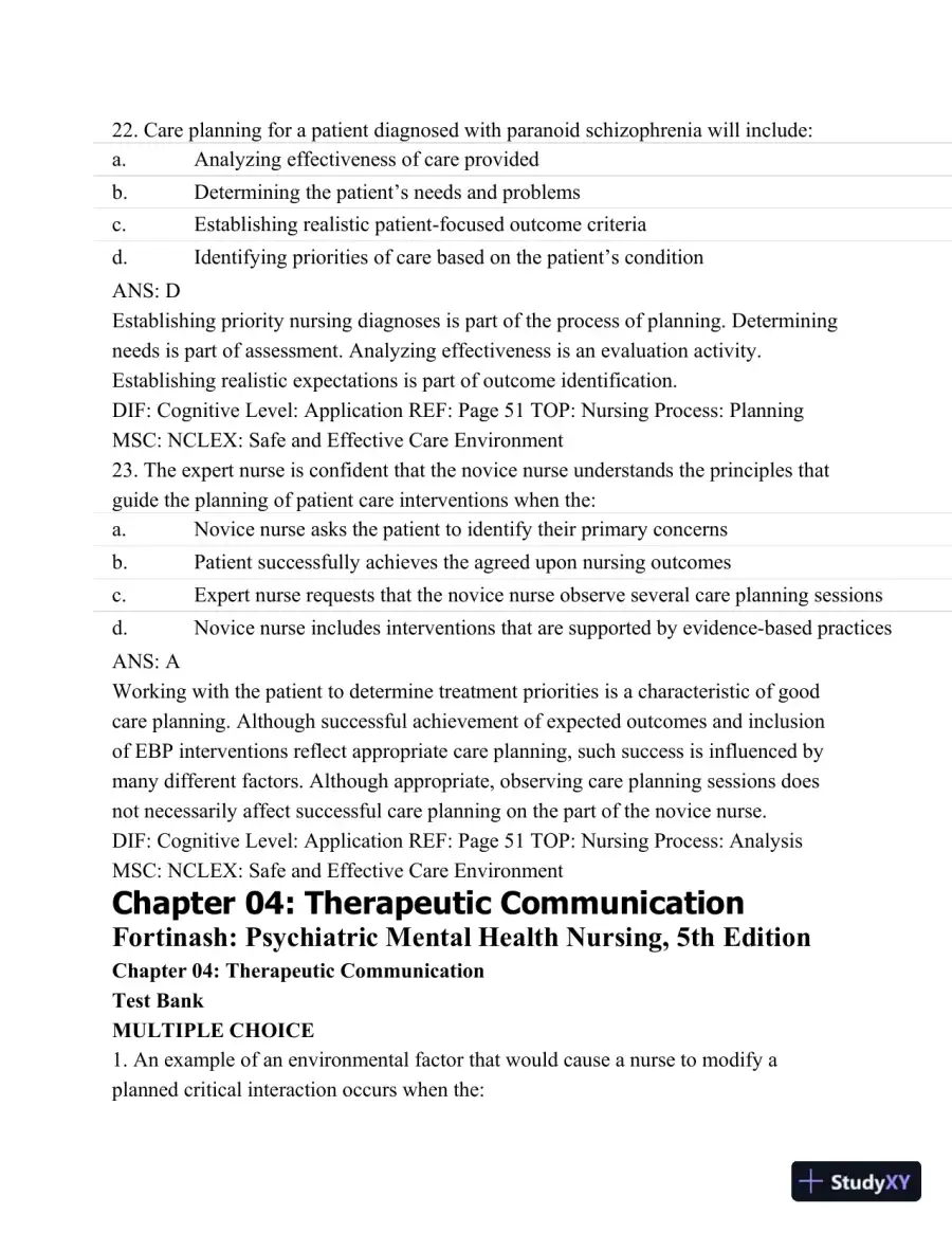 Test Bank For Psychiatric Mental Health Nursing - Revised Reprint, 5th Edition, page 27