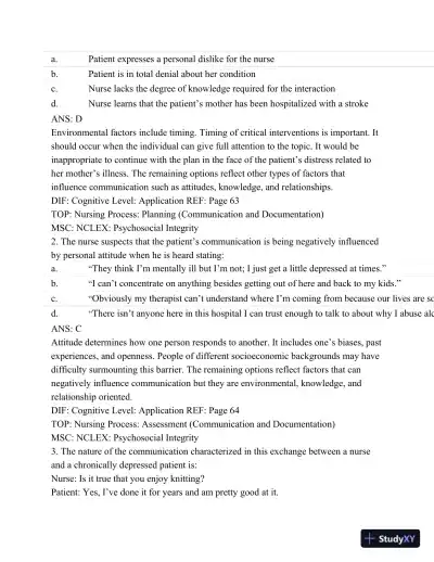 Test Bank For Psychiatric Mental Health Nursing - Revised Reprint, 5th Edition - Page 28 preview image