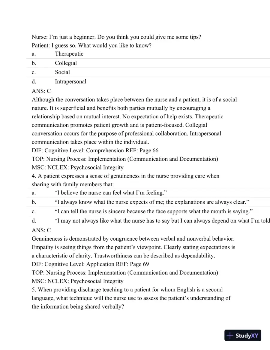 Test Bank For Psychiatric Mental Health Nursing - Revised Reprint, 5th Edition, page 29