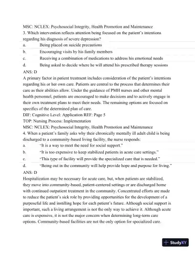 Test Bank For Psychiatric Mental Health Nursing - Revised Reprint, 5th Edition - Page 3 preview image