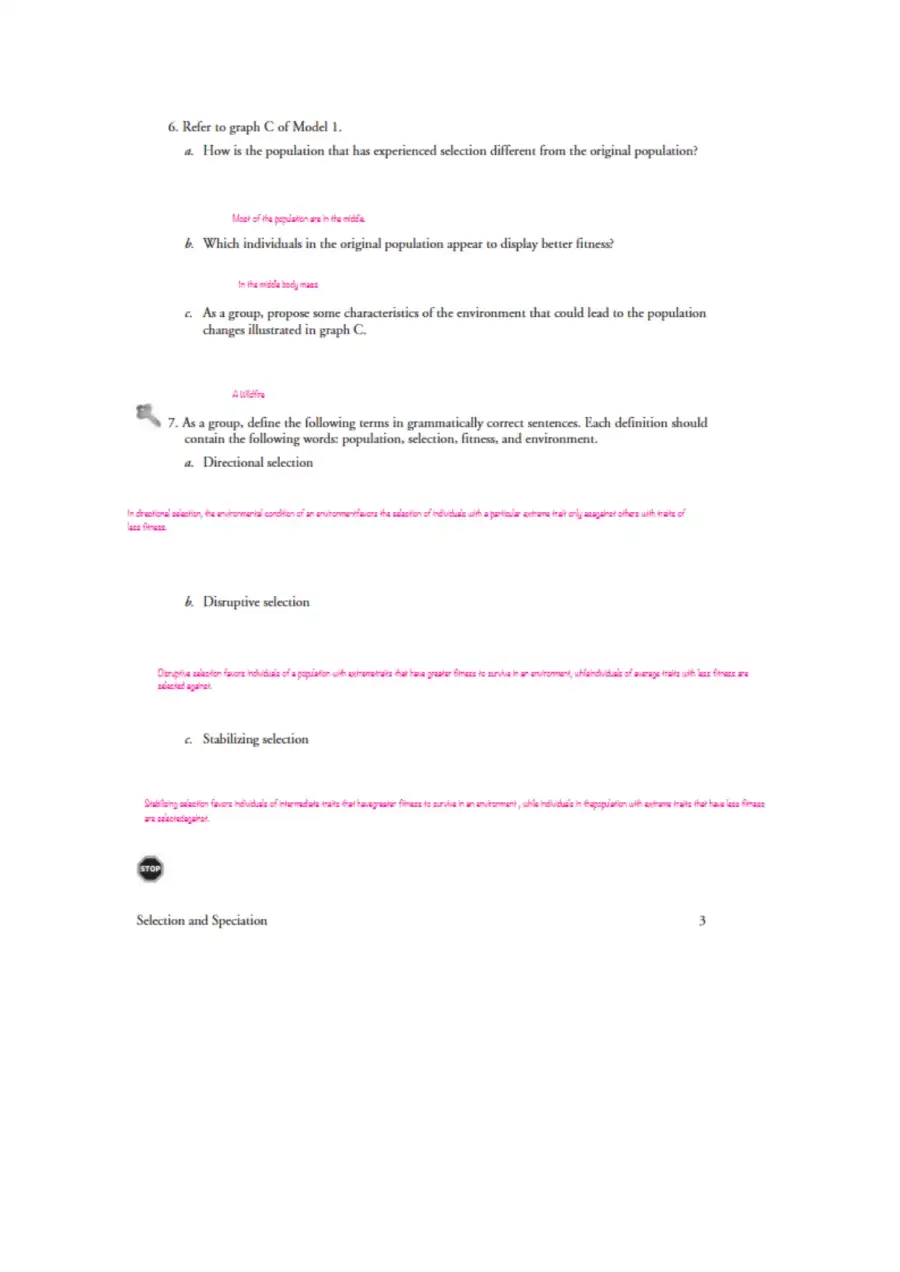 Selection and Speciation, page 3
