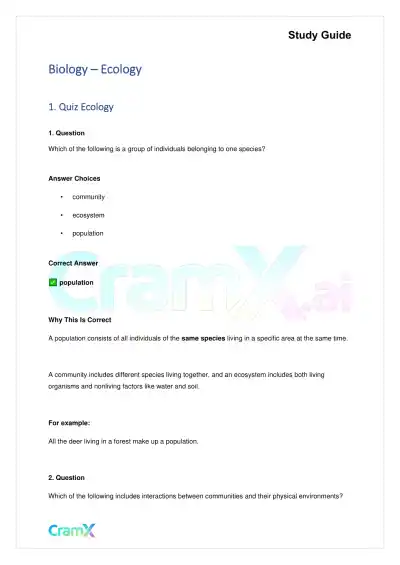 Biology - Ecology - Page 1 preview image
