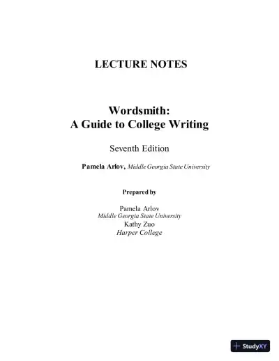 Wordsmith: A Guide to College Writing, 7th Edition Class Notes - Page 1 preview image