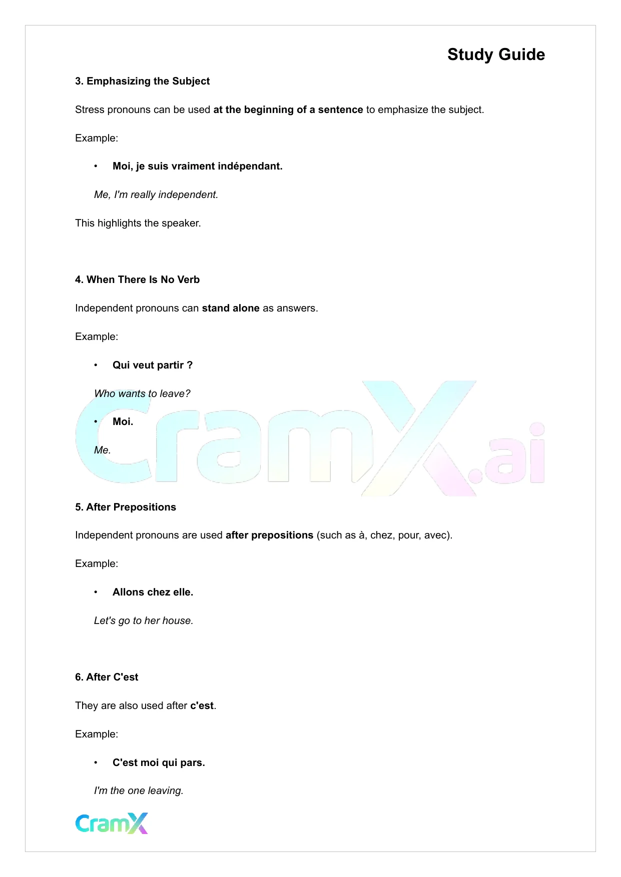 French I - Pronouns - Page 2 preview image