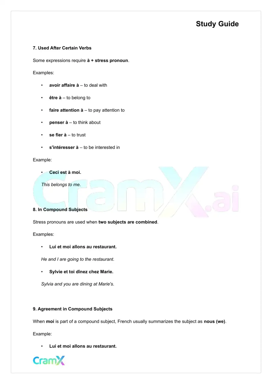French I - Pronouns, page 3