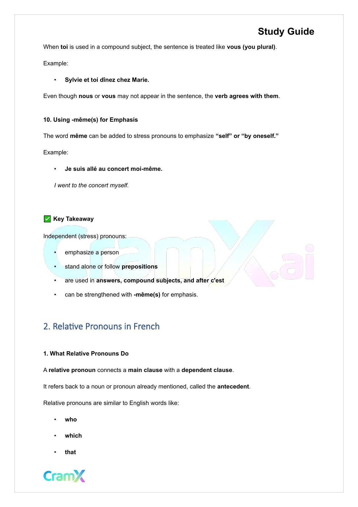 French I - Pronouns - Page 4 preview image