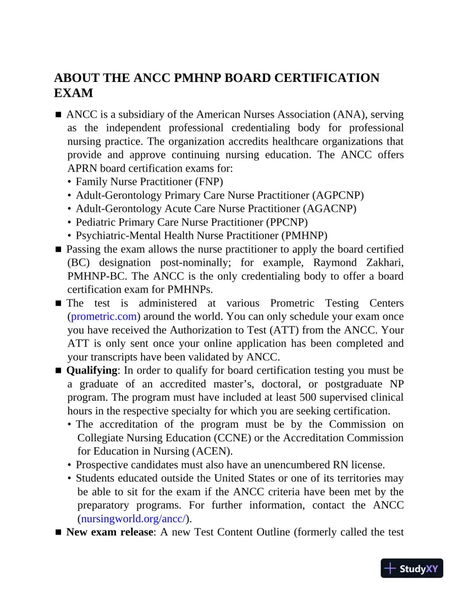 The Psychiatric-Mental Health Nurse Practitioner Certification Review Manual (2020), page 22