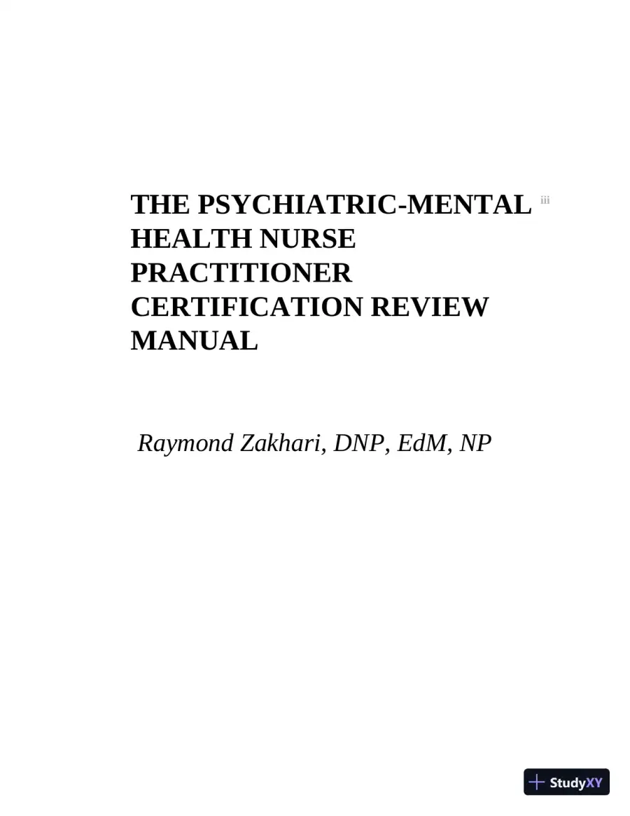 The Psychiatric-Mental Health Nurse Practitioner Certification Review Manual (2020), page 5