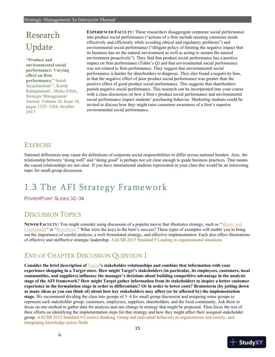Strategic Management 3rd Edition Solution Manual, page 13