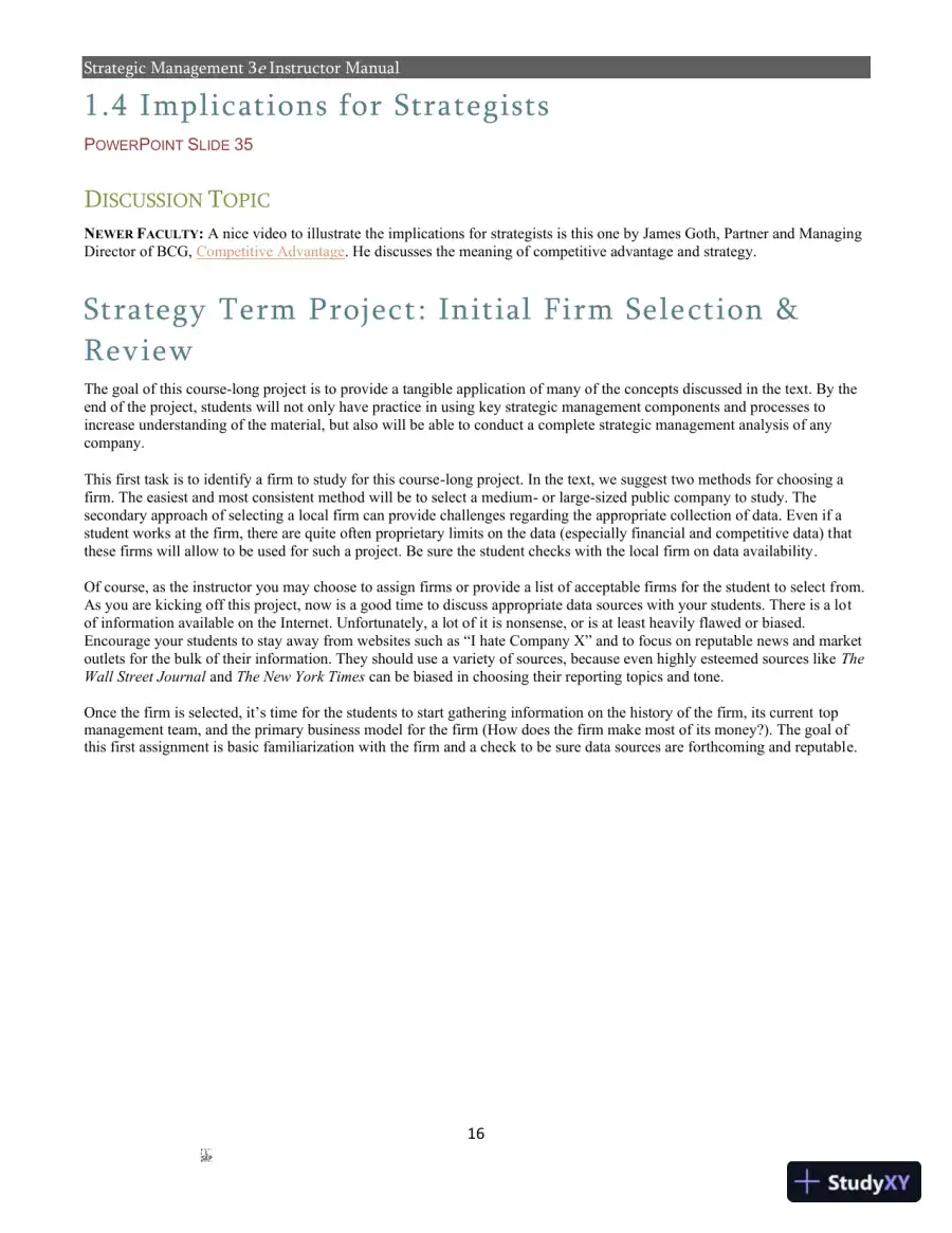Strategic Management 3rd Edition Solution Manual, page 14