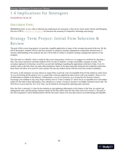 Strategic Management 3rd Edition Solution Manual - Page 14 preview image