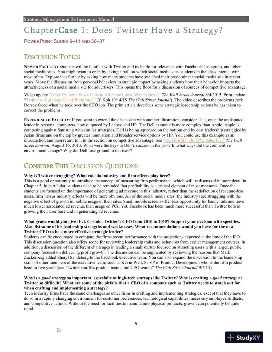 Strategic Management 3rd Edition Solution Manual, page 3