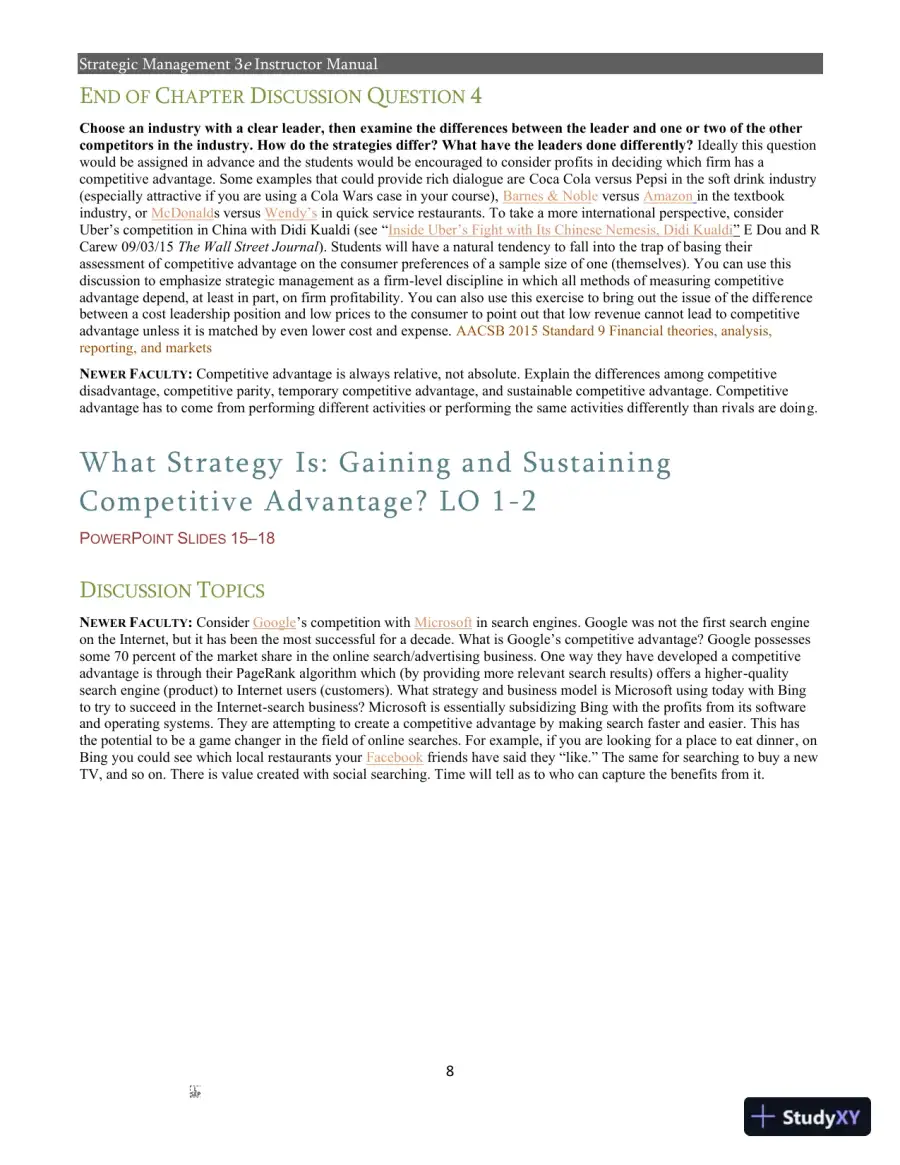 Strategic Management 3rd Edition Solution Manual, page 6