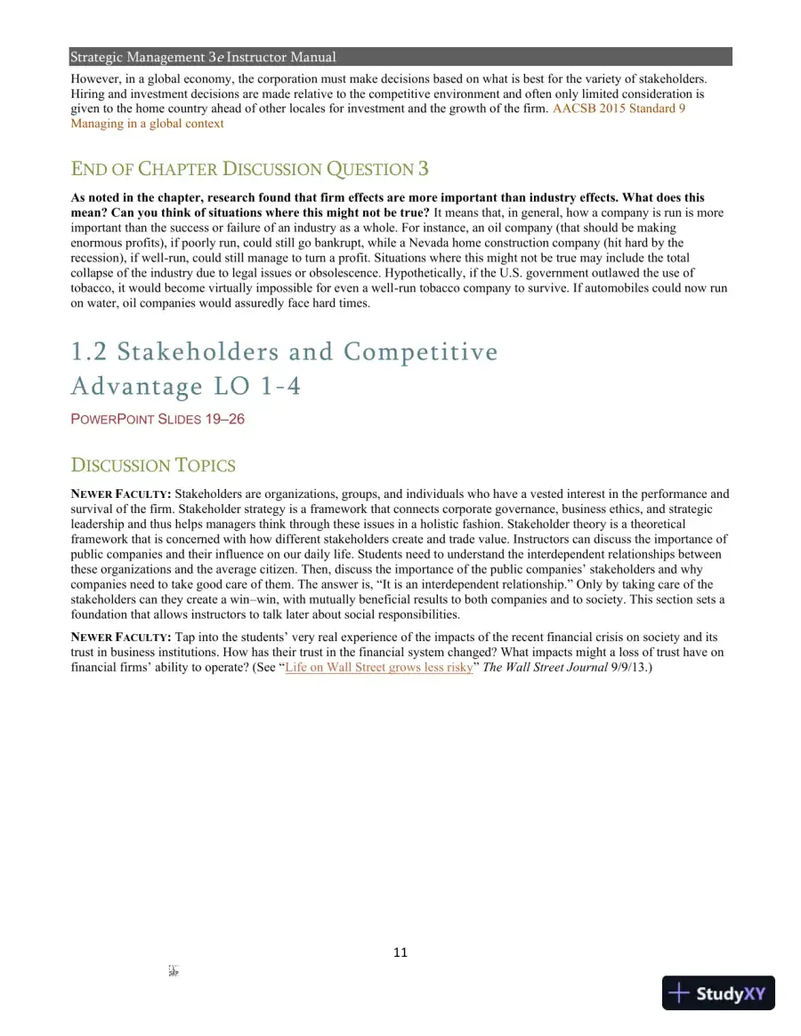 Strategic Management 3rd Edition Solution Manual, page 9