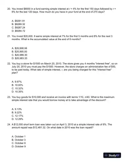 Mathematics of Finance 8th Edition Test Bank - Page 6 preview image