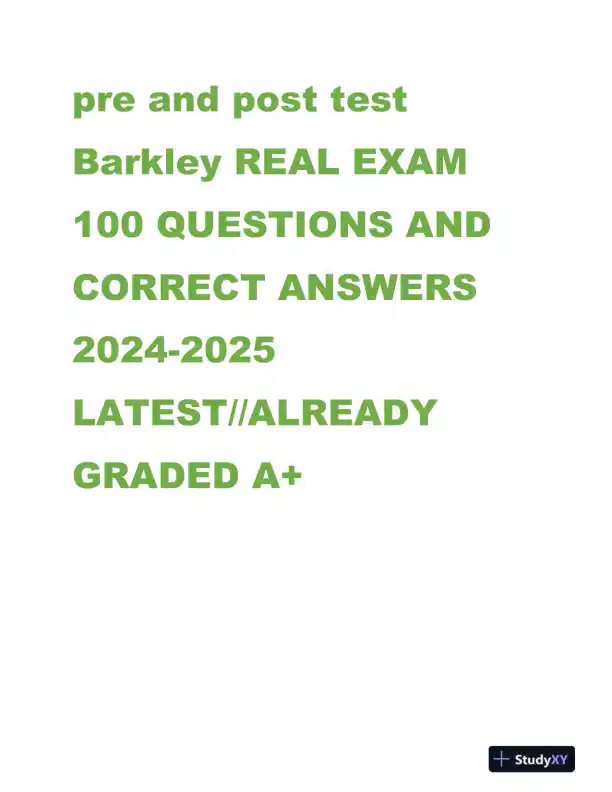 2024-2025 Barkley Pharmacology Real Exam With Answers (100 Solved Questions) - Page 1 preview image