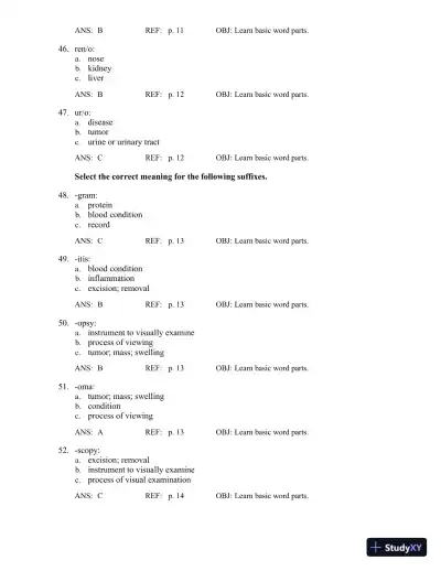 Test Bank for The Language of Medicine, 12th Edition (Chapters 1-21) - Page 11 preview image