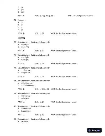 Test Bank for The Language of Medicine, 12th Edition (Chapters 1-21) - Page 15 preview image