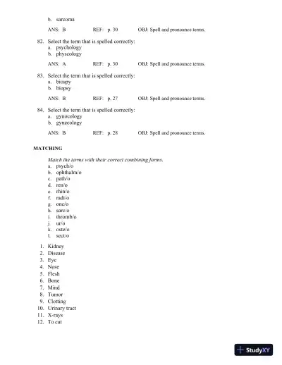 Test Bank for The Language of Medicine, 12th Edition (Chapters 1-21) - Page 16 preview image