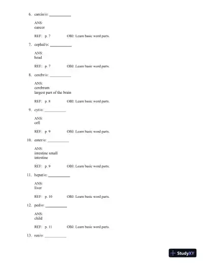 Test Bank for The Language of Medicine, 12th Edition (Chapters 1-21) - Page 20 preview image