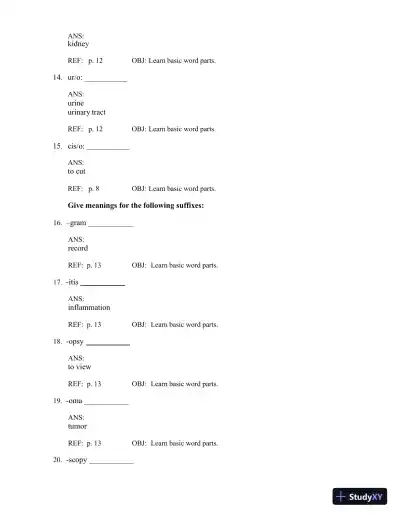Test Bank for The Language of Medicine, 12th Edition (Chapters 1-21) - Page 21 preview image