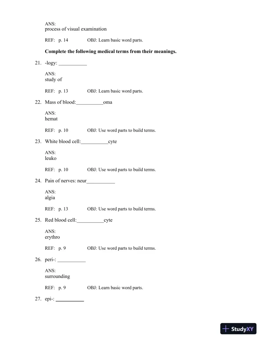 Test Bank for The Language of Medicine, 12th Edition (Chapters 1-21), page 22