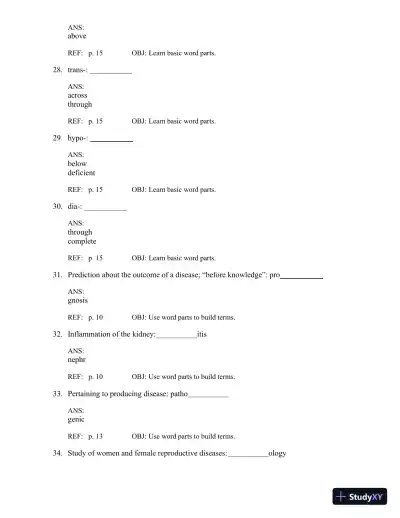 Test Bank for The Language of Medicine, 12th Edition (Chapters 1-21) - Page 23 preview image