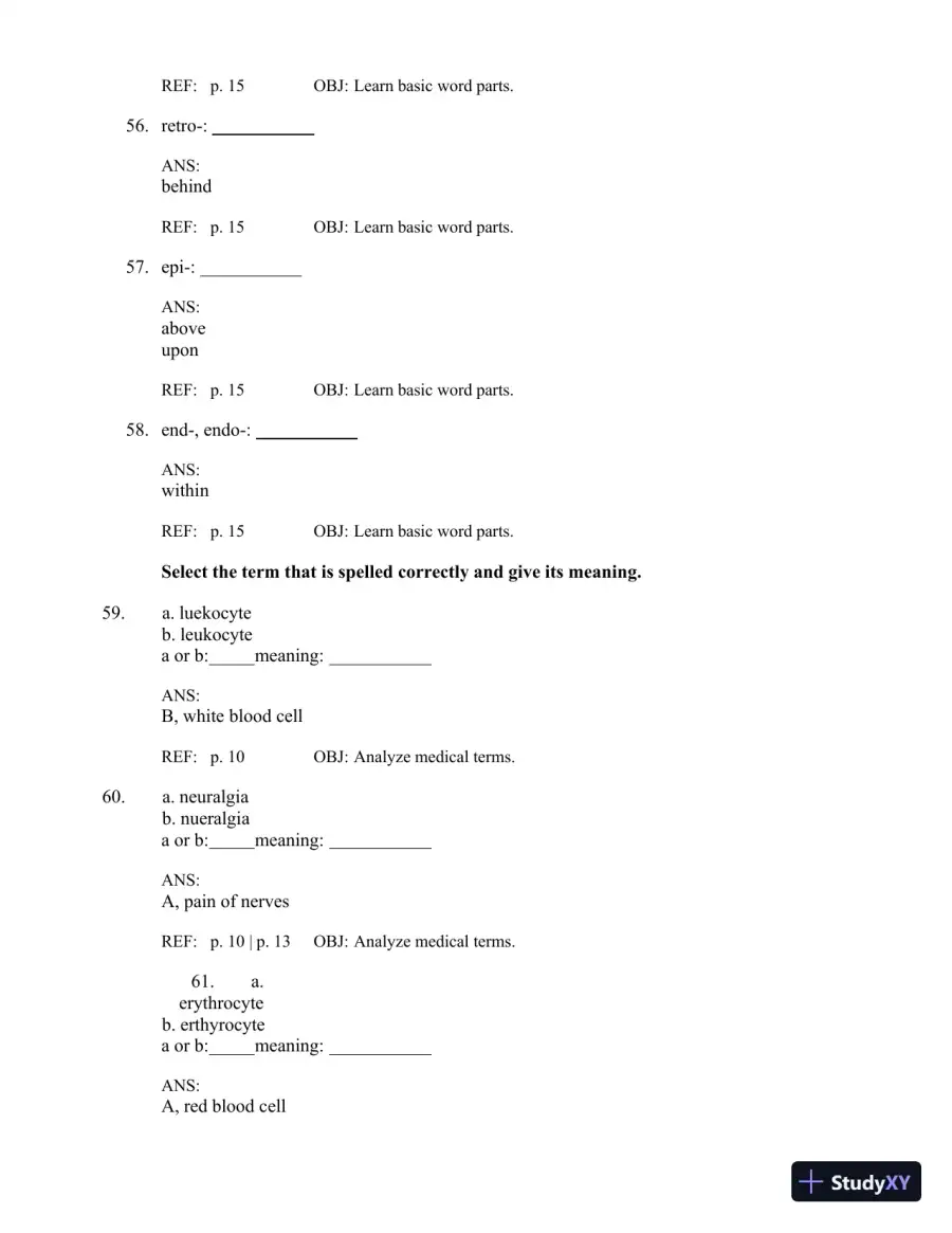 Test Bank for The Language of Medicine, 12th Edition (Chapters 1-21), page 27