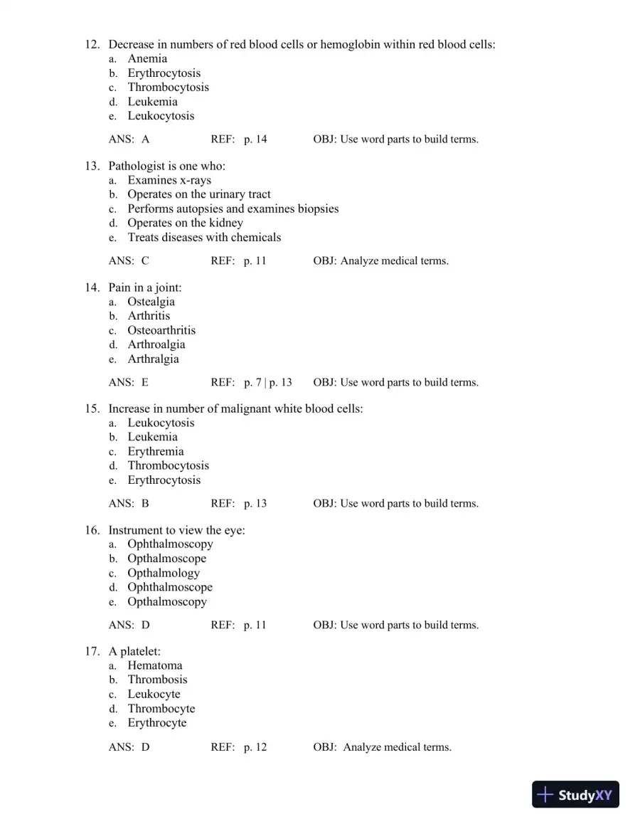 Test Bank for The Language of Medicine, 12th Edition (Chapters 1-21), page 6