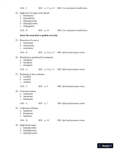 Test Bank for The Language of Medicine, 12th Edition (Chapters 1-21) - Page 8 preview image