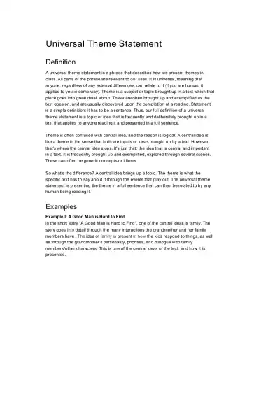 Understanding Universal Theme Statements - Page 1 preview image