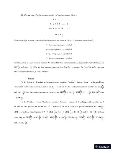 Solution Manual for Materials Science and Engineering: An Introduction, 10th Edition - Page 10 preview image